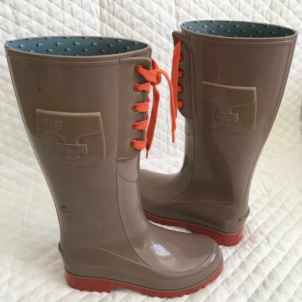 See by Chloe Lace~Up Wellington Rain-Boots